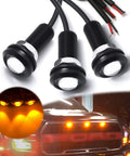 Dope Three Piece LED Front Grille Marker Lights With Projector Lens Assembly for vehicles, amber 3000K glow features