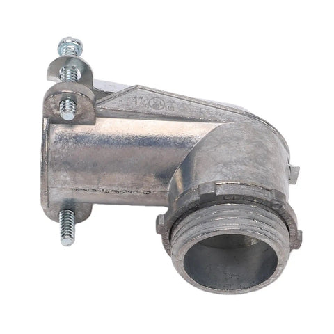 Rock Solid 90 Degree Squeeze Connector For 1 Inch AC MC And Flexible Metal Conduit, zinc alloy elbow fitting.