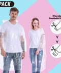 Disposable Rain Ponchos For Adults, 5 Pack Clear Hooded Ponchos, Thick 0.35mm Waterproof Showcased by Two Models