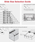 Slide size selection guide for 6 Pair 14 Inch Undermount Drawer Slides Soft Close Full Extension Cabinet Hardware.