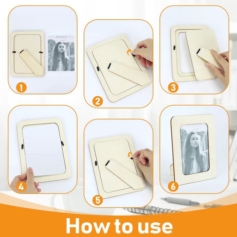15-Pack Unfinished Wooden Picture Frames For 4X6 Photos, Hella Cool Blank DIY Craft Supplies, Sturdy Standing Wood Frames For Top Shelf Creative Projects assembly steps demonstration.