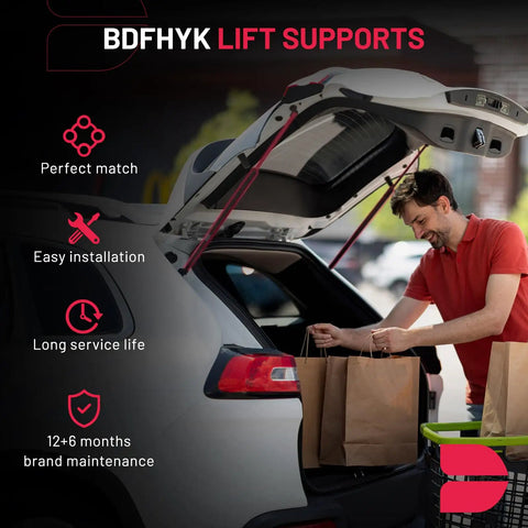 Two Pack Rear Hatch Lift Supports For Subaru Outback And Legacy 2010 To 2014 Trunk Gas Struts in use while loading bags