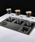 Dang Solid Stainless Steel Bar Glass Rinser With Integrated Drain Tray For Quick Cup Washing In Home Kitchens And Local Pubs showing glass rinser with three glasses and drain tray.