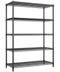 72 Inch Beefy Heavy Duty Metal Shelving Unit With 5 Tier Storage For Kitchen Pantry And Garage Maximum 1100 Lb Capacity Total 220 Lb Per Shelf Space Saving Wire Shelves Easy Assembly Durable Design, black 5-tier wire rack