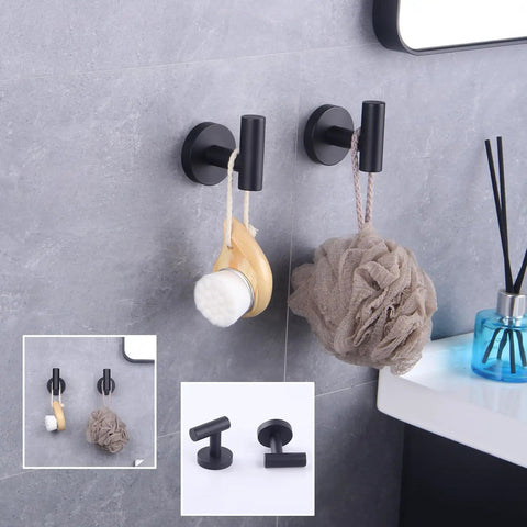 Rock Solid Stainless Steel Towel Hook Wall Mounted Two Pack Brushed Finish SUS 304 Rustproof Coat Rack For Bathroom And Kitchen Modern Hotel Style Easy Install