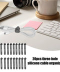 Heavy Duty Reusable Cable Ties And Premium Wire Organizer Straps For Instant Cord Sorting Slick Design, 20pcs silicone cable organizers gray