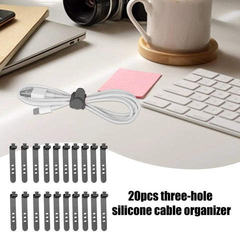 Heavy Duty Reusable Cable Ties And Premium Wire Organizer Straps For Instant Cord Sorting Slick Design, 20pcs silicone cable organizers gray