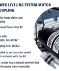 Beefy Replacement Hydraulic Pump Motor For Unidirectional RV Leveling Systems 179327 414850, shown with RV background.