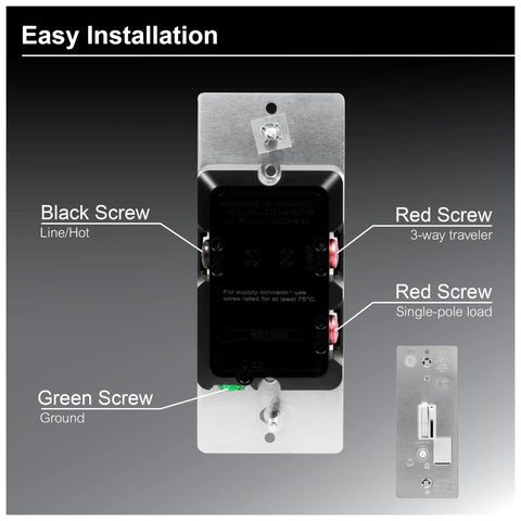 Easy installation guide for Dimmer Switch With Toggle On Off White Finish For Single Pole And Three Way Wiring, Smooth Dimming