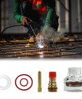 Glass Cup Kit For Welding Torch With Fluid Nozzle Set, High Heat Glass Cup With Washer And Silicone Ring, Pro Gear For WP 17 18 26