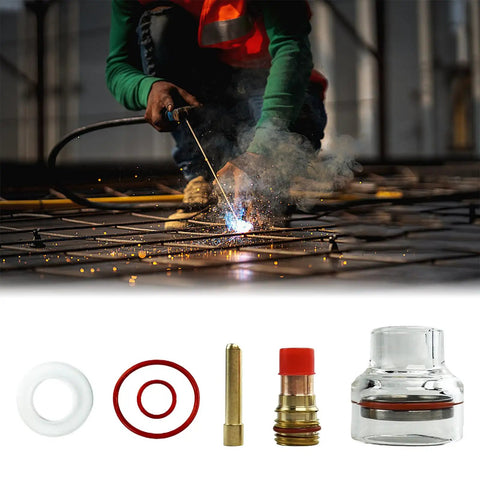 Glass Cup Kit For Welding Torch With Fluid Nozzle Set, High Heat Glass Cup With Washer And Silicone Ring, Pro Gear For WP 17 18 26