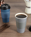 16 Oz Disposable Paper Coffee Cups With Lids, Sleeves, And Stir Sticks, Blue And Gray, 100 Pack, Great Value Set For Hot Coffee