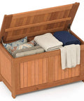 Outdoor Wood Deck Box With Flip Top Bench Go To Patio Storage For Garden And Poolside 52 Gallon Capacity Weatherproof Solid Wood Chest