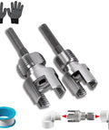 Heavy Duty 4 In 1 Pvc Pipe Threader for 1/2 3/4 And 1 Inch Plastic Tubing with two cutting heads and gloves.