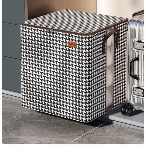 Heavy Duty 180L Collapsible Storage Bag Lowkey Spacious Design Holds All Your Duds And Bulky Quilts in modern black and white pattern.