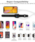 Image showcasing charging Apple iWatch and iPhone simultaneously, featuring various models and compatibility options.