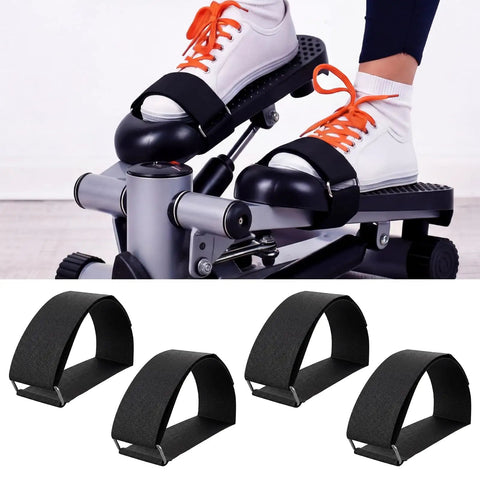 Leg Exerciser Traction Straps For Under Desk Workouts With Elliptical Pedal Band Set in use with stability beams, black, 4-piece set
