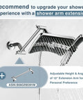 High Pressure Dual Shower Head Kit With Handheld And Rainfall Modes, 60 Inch Stainless Steel Hose, Chrome Finish displayed in shower