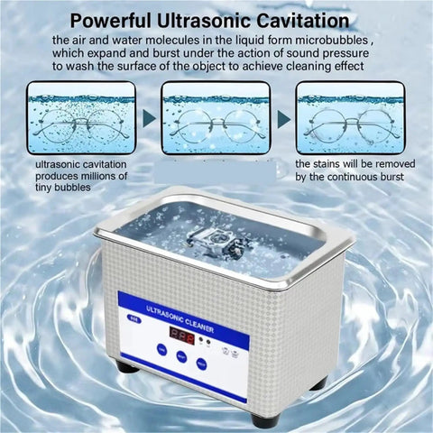 Sweet Clean Mini Ultrasonic Cleaner For Effortless Jewelry Glasses Braces And Watch Polish Compact Sonic Cleaning Appliance in water.