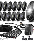 Pure White LED Rock Lights Kit With Rocker Switch Harness 12 High Power Underbody Lights For Trucks ATV UTV SUV Off Road Underglow Trail Rig