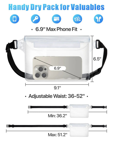Waterproof Fanny Pack Pouch For Beach And Cruise Trips With Roll Top Closure And Zippers Keeps Your Phone Wallets And Keys Totally Dry