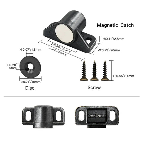 Battle Tested Magnetic Cabinet Door Catch Latch 4 Pack Neodymium Zinc Alloy Gun Metal Premium Plated Rust Proof Kitchen And Bathroom Cabinet Hardware Solution