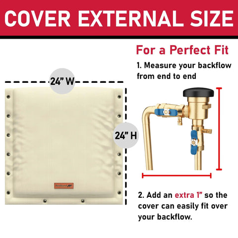 Cold Snap Backflow Preventer Insulation Cover For Outdoor Sprinkler System 3-Way Custom 24W X 24H Keeps Your Pipes Safe In Winter UV Shield Freeze Protection Beige