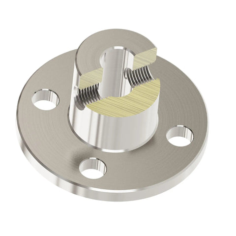Rugged 6.35mm Flange Shaft Coupling Rigid Coupler for Small Drives One Quarter Inch Inner Diameter and 10mm Outer Diameter Chromium Plated Iron C45 Carbon Steel Connector Built to Withstand Torque and Last, flanged shaft coupling with bolt holes