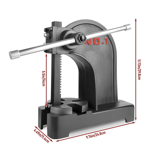 Beefy 1 Ton Manual Arbor Press with Hand Wheel for Desktop Punching, Stamping, Bending, Forming Leather and Metal, Heavy Duty Tool