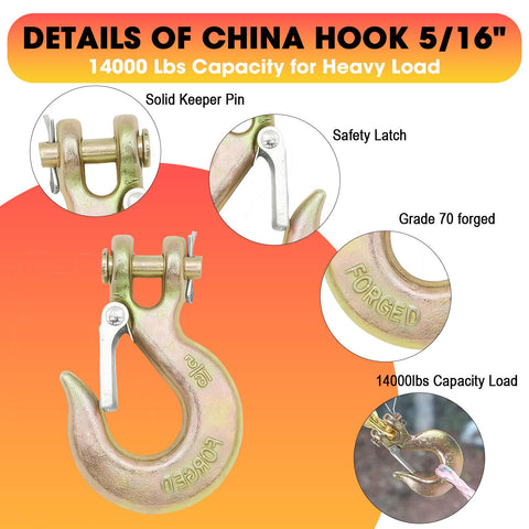5/16 Inch Clevis Slip Hook With Safety Latch Four Pack Beefed Up Heavy Duty Chain Hooks For Trailer Safety Chain
