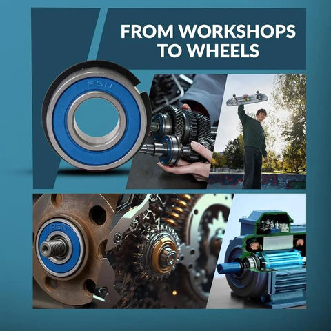 Sealed Ball Bearing With Snap Ring Heavy Duty Five Eighths Inch By One And Three Eighths Inch Replacement, displayed in workshop and wheel settings