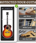 Premium Guitar Display Case With Humidification And Constant Temperature Control showing anti-warp, mildew-proof, anti-dry crack features
