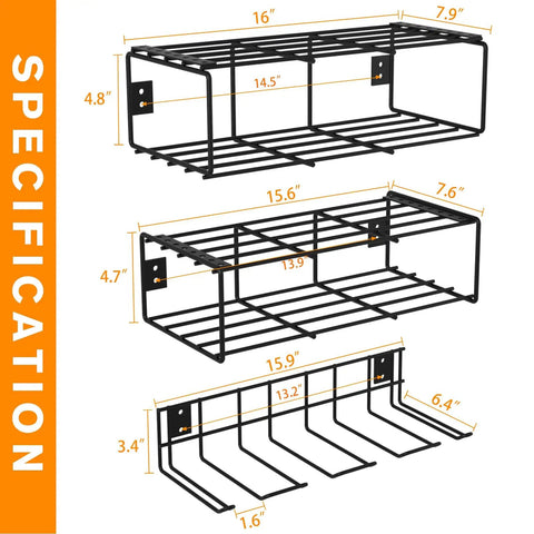 Specifications of Two Set Power Tool Organizer Wall Mount System With 16 Inch Drill Holder and Screwdriver Rack