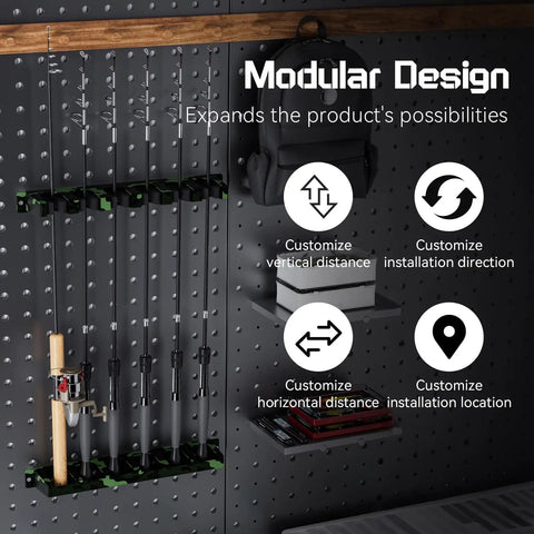 Vertical Wall Mount Fishing Rod Holder Rack 2 Pack Garage Storage Solution That Lets You Stash Up To 12 Rods Or Combos Fits Most Rod Diameters