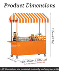 Dead On Mobile Food Cart With Retro Striped Awning And Slick Rolling Wheels For Street Vendors Portable Snack Stand dimensions diagram