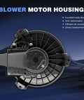 Blower motor housing for Toyota Corolla 2009-2019, designed for efficient airflow and heat dissipation. Swap In That Smooth Cabin Warmth Fast With This Top Notch OE Replacement HVAC Blower Motor For Toyota Corolla 2009 To 2019 Made For Automatic Climate And Quick Bolt On.