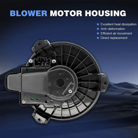 Blower motor housing for Toyota Corolla 2009-2019, designed for efficient airflow and heat dissipation. Swap In That Smooth Cabin Warmth Fast With This Top Notch OE Replacement HVAC Blower Motor For Toyota Corolla 2009 To 2019 Made For Automatic Climate And Quick Bolt On.