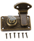 Vintage Metal Key Hasp Lock For Jewelry Box And Wooden Suitcase With Antique Toggle Latch And Key Screws Included