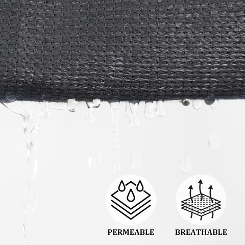 Dark Grey Sun Shade Sail 10x14 Rectangle Canopy For Patio And Backyard, HDPE 185GSM Fabric Blocks Up To 95 Percent UV, water draining detail