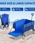 Heavy Duty Beach Wagon With Big Wheels For Sand 450 Lb Load Foldable Cart With 9 Inch All Terrain Inflatable Tires open and folded