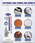 Tube of Shoe Glue Repair Adhesive For Sneakers And Boots Waterproof Clear Quick Dry Strong Bond 60ml with example repairs