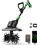 20V Cordless Garden Tiller Cultivator With 4 By 12 Steel Tines, 8 Inch Till Depth, Battery Powered, Lightweight, High Torque Power