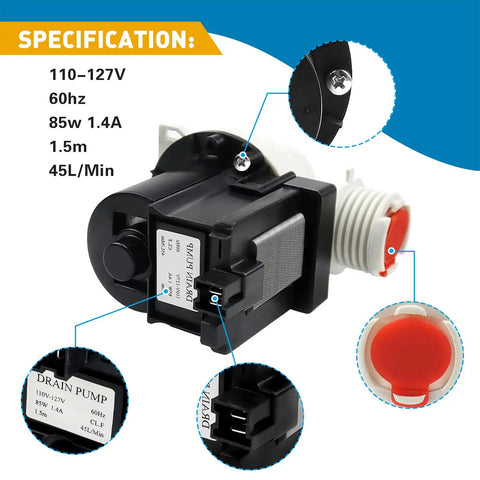 Detailed view of Washer Drain Pump Replacement Kit Direct Fit No Hassle With Premium Quality Build Easy Install For 137221600