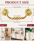 Six Pack 4.5 Inch Center To Center Drawer Pulls Antique Drop Bail Handles Vintage Style Gold Finish For Cabinet Cupboard Dresser