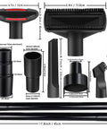 13-Piece Universal Vacuum Attachment Kit For Wet And Dry Cleaning Fits Hoses From 1 Inch To One-Seven-Eighth Inch ID