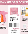 Main Components of Handheld Stitch Gun For Quick Clothing Fixes With Invisible 5mm Needle, Includes Needles, Fasteners, Manual
