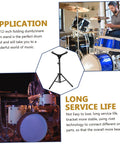 Heavy Duty Black Adjustable Drum Rack Integrated With Portable Practice Pad Station Featuring Sturdy Alloy Build Designed For Weekend Drummers And Touring Pros Wanting A Killer Stage Setup with 12-inch folding snare drum stand.
