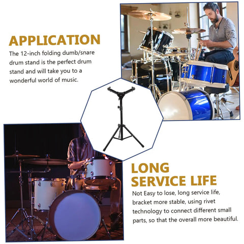 Heavy Duty Black Adjustable Drum Rack Integrated With Portable Practice Pad Station Featuring Sturdy Alloy Build Designed For Weekend Drummers And Touring Pros Wanting A Killer Stage Setup with 12-inch folding snare drum stand.