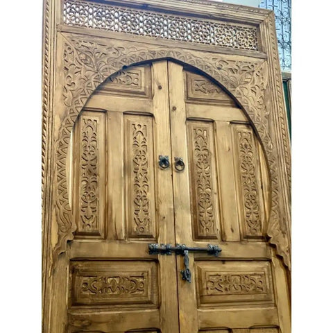 Rustic Carved Barn Door For Interior Or Exterior, Wooden Door With Sliding Or Hinged Setup, Custom Size Made To Order, Antique Meets Modern Farmhouse Vibe, No Glass Or Hardware Included, Standard 71x34 Inches.
