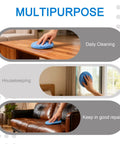 Using 6 Pack 5 Inch Microfiber Wax Applicator Pads with Finger Pocket for easy cleaning on wood, glass, and leather surfaces.